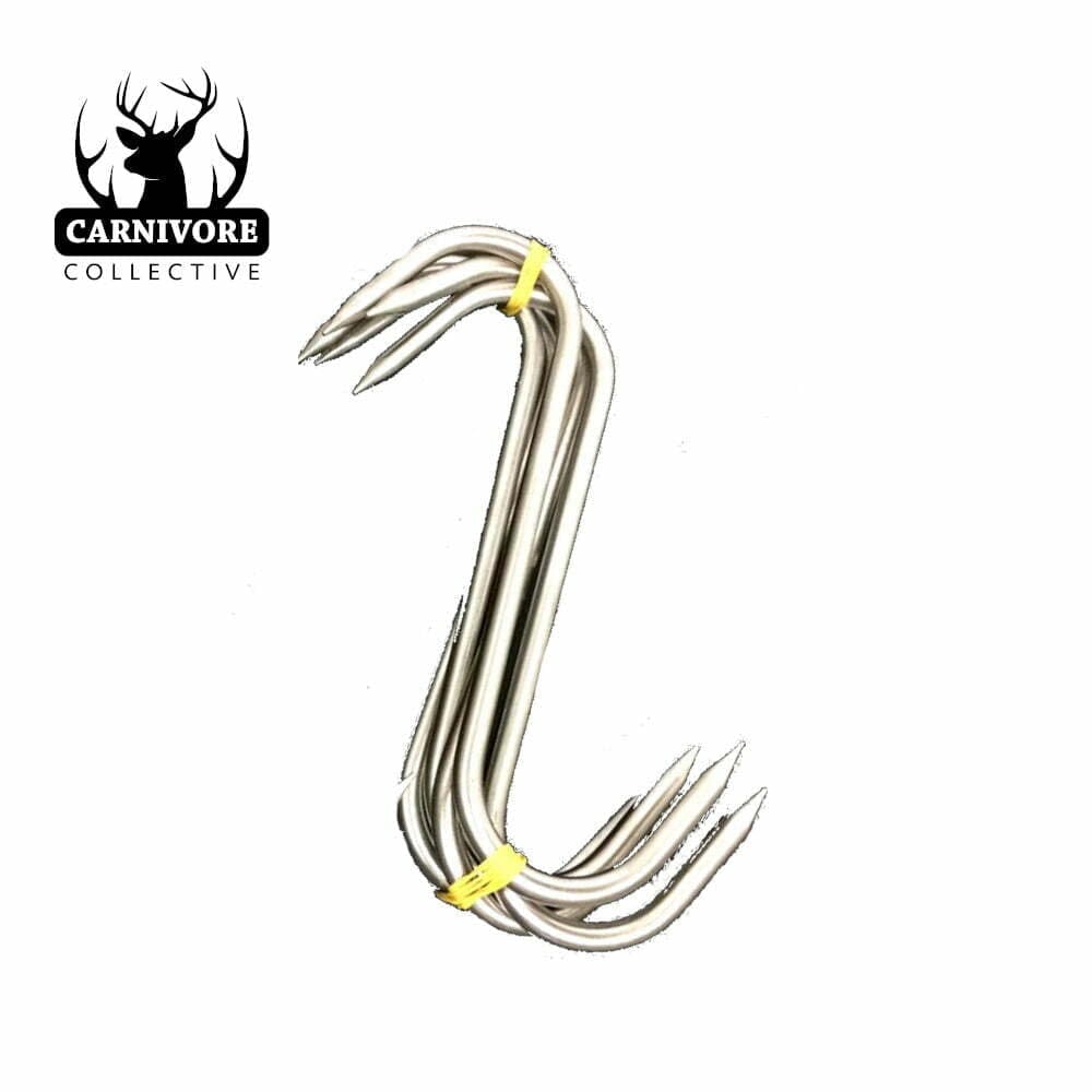 Carnivore Collective 10x 8" 'S' Meat Hooks - Solid Stainless Steel