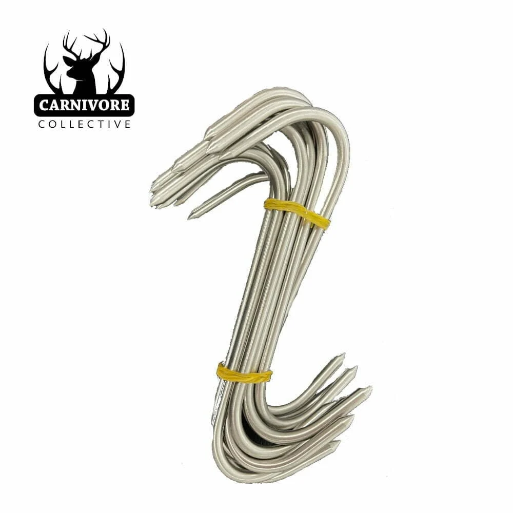 Carnivore Collective 10x 6" 'S' Meat Hooks - Solid Stainless Steel
