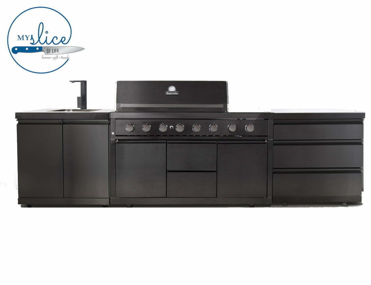 Gasmate Nova MK2 Series - BBQ & Cabinet, Sink & Bin , 3 Drawers Package