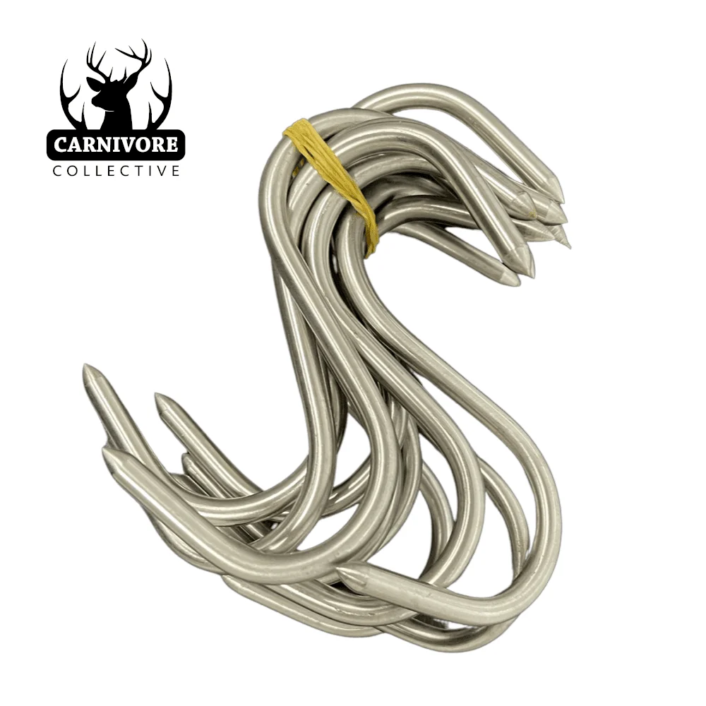 Carnivore Collective 10x 4" 'S' Meat Hooks - Solid Stainless Steel