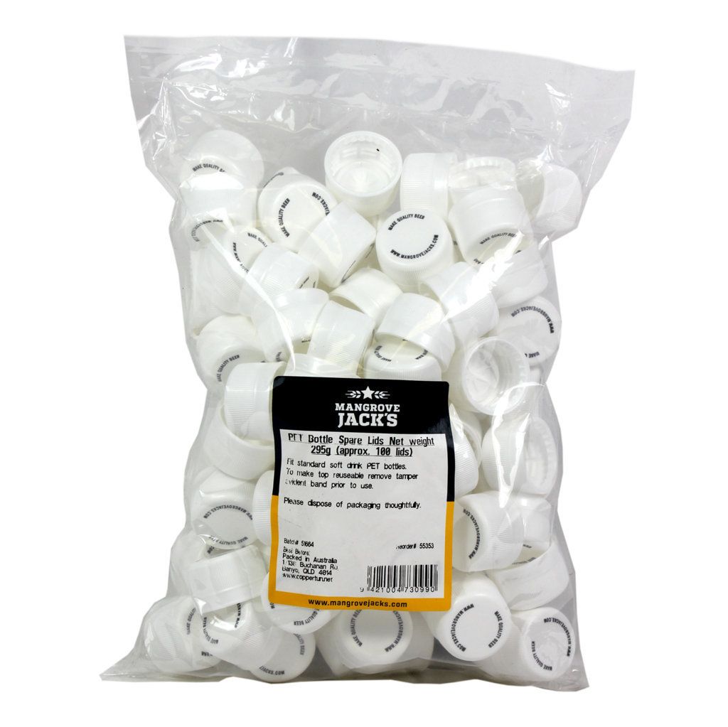 100 x Mangrove Jack's PET Plastic Beer Bottle Caps