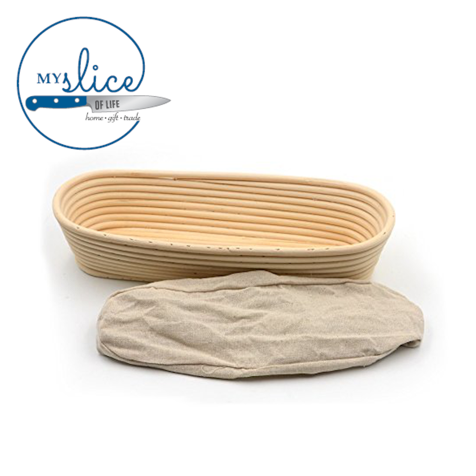 10 x 6 x 3.5 Inch Syhonic Oval Bread Banneton Proofing Basket with Linen Liner Cloth for Professional & Home Bakers 