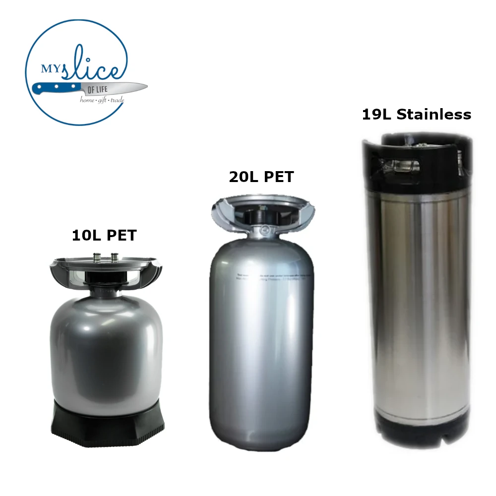 Ball Lock Kegs – 19L Stainless, 10L & 20L PET