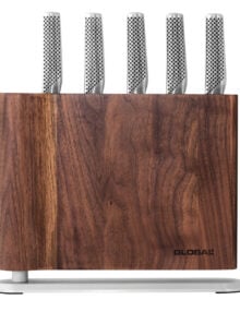 Global UKU 6 Piece Knife Block Set - Walnut